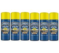 6 x Hammerite YELLOW 400ml Direct To Rust Smooth Quick Drying Spray Paint