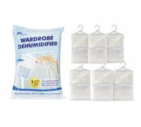6 x Hanging Wardrobe Dehumidifier Bags - Closet & Cabinet Moisture Absorbers, Prevent Damp, Mould & Musty Smells