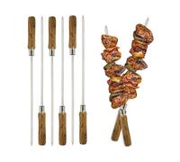 6 x HEAVY DUTY 5MM 30cm BBQ Skewers Wide Kebab Tikka Kofta Skewer Wooden Handle