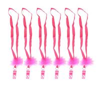 6 x Hen Night Party Pink L-Plate Whistle Pink Lanyard