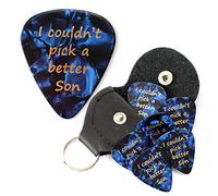 6 x I couldn't pick a better Son Guitar Picks With Leather Plectrum Holder Keyring