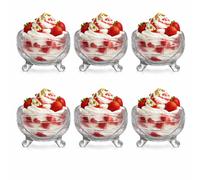 6 x Ice Cream Sundae Glass Footed Dessert Cocktail Fruit Pudding Dishes Bowls