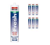 6 x Ice White Premium Sanitary Silicone Low Mod Neutral Food Safe Anti Mould Kitchen Sealant