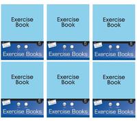 6 x Just Stationery - Exercise Book - Pack Of 6 - 48 Pages Per Book - Assorted