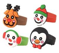 6 x Kids Xmas Rubber Finger Rings
