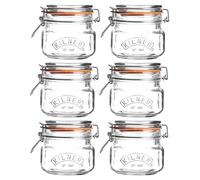 6 x Kilner ClipTop glass storage jar - square, 0.5 Litres