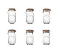 6 x Kilner Round Airtight Clip Top Clear Glass Food Storage Jar 1.5