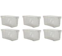 6 x Large Clear Storage Caddy Baskets With Handle Easy Cupboard Storage Solution by Whitefurze