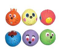6 x Latex Faceballs Dog Puppy Toy Tennis Balls Sized Soft Squeaky Face Balls