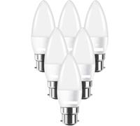 6 X LED Candle Bulb 6W B22/BC 480lm Warm White Non Dimmable Kodak