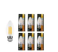 6 X Led Filament 4.5W Candle Light Bulb Bc Warm White Dimmable for Any Space | Energy Saving Lamps Bulb for Daily Use | Suitable for Ceiling Lights and Decorative Home Lighting