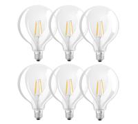 6 X Ledvance LED Filament G125 Globe 7W = 60W E27 Clear 806Lm Warm White 2700K