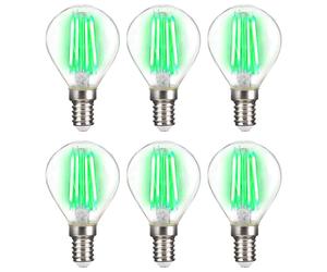 6 x LightMe LED Filament Bulb Drop 4W E14 Clear Green Ball P45 Deco [EEK: x]