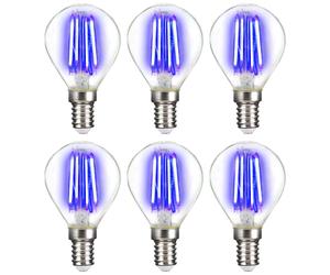 6 X LightMe LED Filament Bulbs Drop 4W E14 Clear Blue Classic Deco Blue [EEK: x]