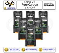 6 x Loreal Men Expert Shower Gel Pure Carbon 300ml Body Face Hair