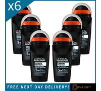 6 x LOREAL PARIS MEN EXPERT CARBON PROTECT 50ML DEODORANT 5IN1 ROLL ON 48HR NEW