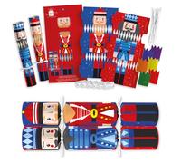 6 x Make Your Own Christmas Crackers Kit - 30cm Long Nutcracker or Traditional Designs - DIY Family Activity Set with Hats Jokes Facts - Create Personalised Christmas Dinner Crackers (Nutcracker)