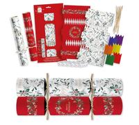 6 x Make Your Own Christmas Crackers Kit - 30cm Long Nutcracker or Traditional Designs - DIY Family Activity Set with Hats Jokes Facts - Create Personalised Christmas Dinner Crackers (Traditional)