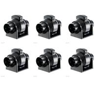 6 x Manrose MF100T Mixed Flow In-Line Extractor Fans with Timer 100mm / 4 Inch
