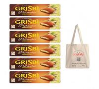 6 x Matilde Vicenzi Grisbi Biscotti Pistacchio Biscuits with Pistachio Cream Filling Biscuits Cookies 100% Italian Biscuits 150 g + JOYTALY Shopping Bag