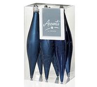 6 x Midnight Blue Icicle / Tear Drop Christmas Tree Baubles by Premier