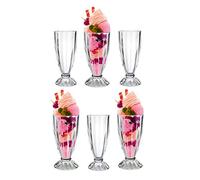 6 x Milkshake Soda Glasses 340ml Knickerbocker Glory Ice Cream Sundae Dessert Glasses American Diner Style Soda Fountain Long Tall Smoothie Fruit Glasses