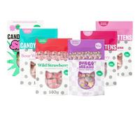 6 x Mixed Wild Strawberry,Shox,Sour Watermelon,Etonn Mess,Very Cherry,Disco Dreams Gourmet Sweets Bag 140g - cnki