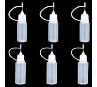 6 x Needle Bottle, Dosing Bottle, Squeeze Bottle, Small, Spray Bottle, Plastic Bottle, Glue Bottle, Empty, DIY Needle Tip Glue Bottle Applicator, for Applying Precise Glue Quantities, 10 ml/15 ml