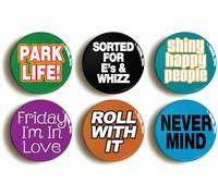 6 x Nineties Indie Button Badges (Each Badge is 1inch / 25mm Diameter)