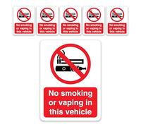 6 x No Smoking Signs for Vehicles | 100 x 75 mm Self Adhesive, Durable, & Weatherproof No Smoking Signs for Taxi Car | BS EN ISO 7010 Compliant