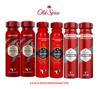 6 x Old Spice Mixed ORIGINAL, DEEP SEA, CAPTAIN Deodorant body spray 150ml