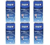 6 x Oral B Super Floss Mint Dental Floss Braces Wide Spaces 50 Pre-Cut Strands