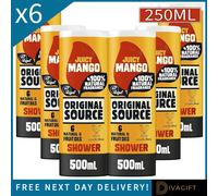 6 x ORIGINAL SOURCE MOISTURISING SHOWER BODY WASH GEL JUICY MANGO 250ML NEW