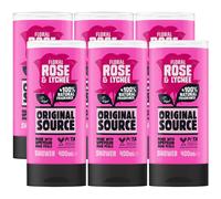 6 x Original Source Moisturising Shower Body Wash Rose & Lychee 400ml