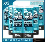 6 x ORIGINAL SOURCE MOISTURISING SHOWER BODY WASH SEA SALT & SAMPHIRE 250ML NEW