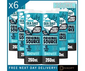 6 x ORIGINAL SOURCE MOISTURISING SHOWER BODY WASH SEA SALT & SAMPHIRE 250ML NEW