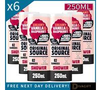 6 x ORIGINAL SOURCE MOISTURISING SHOWER BODY WASH VANILLA & RASPBERRY 250ML NEW