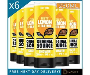 6 x ORIGINAL SOURCE MOISTURISING SHOWER BODY WASH ZESTY LEMON & TEA TREE 250ML