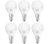 6 x Osram LED Drop 6W = 40W E14 Matte 470lm Globe Lamp 827 Warm White 2700K [EEK: G]