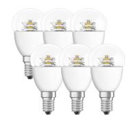 6 x Osram LED Drop Bulb Classic P 5.8W=40W E14 Clear 2700K Warm White