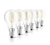 6 x Osram LED Filament Bulb Drop 4W = 40W E14 Clear Warm White 2700K P45 [EEK: E]
