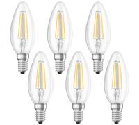 6 X Osram LED Filament Candles 4W=40W E14 Clear 470lm B35 840 Neutral White