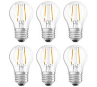 6 x Osram LED Filament Drop Bulb 2.8W=25W E27 Clear 2700K 250lm Dimmable