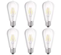 6 X Osram LED Filament Edison Illuminant 7W=60W E27 Clear ST64 Warm White 2700K