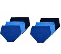 6 X Pairs of Mens Traditional 100% Cotton Y Style Briefs/White/Mixed Blue/S, M, L, XL, XXL, 3XL, 4XL, 5XL (Blue, M)