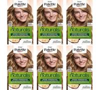 6 x Palette Naturals Permanent Hair Colour 8-0 Light Blonde Nourishing Hair Colour without Ammonia, Colouration for up to 100% Grey Coverage Vegan Formula, 0% Silicones 115 ml (Pack of 6)