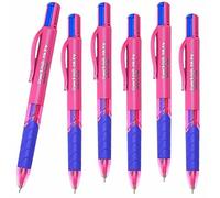 6 x PaperMate InkJoy Quatro Retractable Ballpoint Pens | 0.7mm Medium Point Nib | 4 Fun Ink Colours - Pink, Sky Blue, Lime Green & Purple | Pink Barrel with Purple Grip | Loose in Plain Packaging