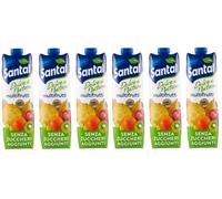 6 x Parmalat Santal Succo di Frutta Multifrutti Dolce di Natura Zero Zuccheri Aggiunti Multifruit Juice Zero Sugar Additive Refreshing Drink Tetrapack 1000 ml
