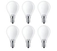 6 x Philips LED Filament Drop Bulb P45 6,5W=60W E14 806lm Warm White