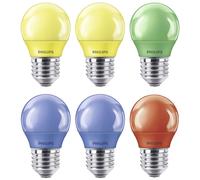 6 x Philips LED P45 Drop 3.1W E27 Multicolor Blue Red Green Yellow Party